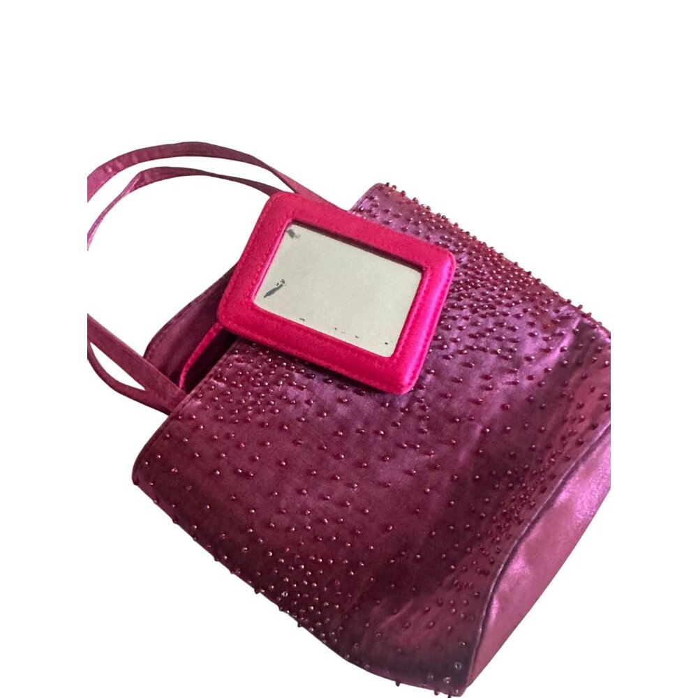 BLOOMINGDALES Vintage Beaded Raspberry Cocktail Bag with Mirror - Picture 3 of 12